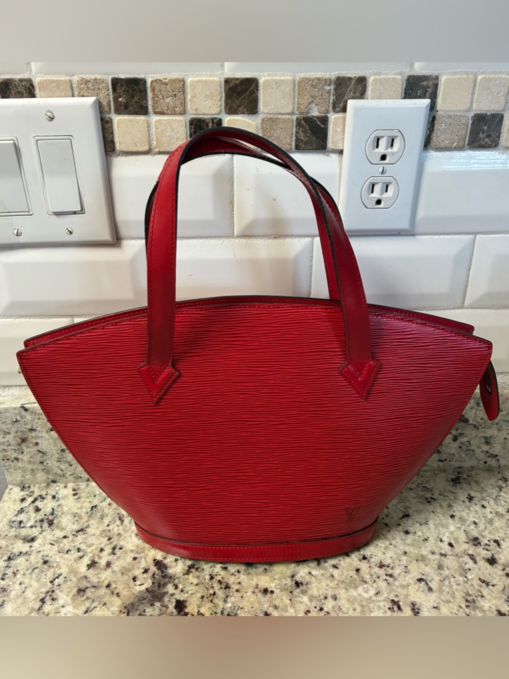 Red Louis Vuitton Epi Leather Saint Jacques